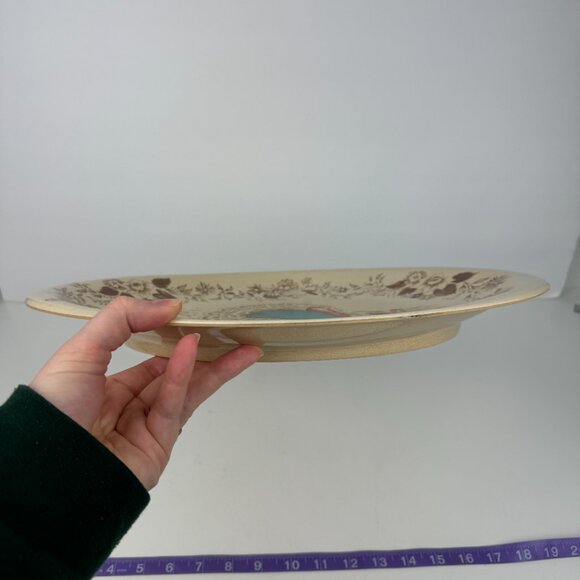 Vtg Oval Melamine Plastic Turkey Thanksgiving Platter Serving Tray Imagery 15in - Picture 6 of 13